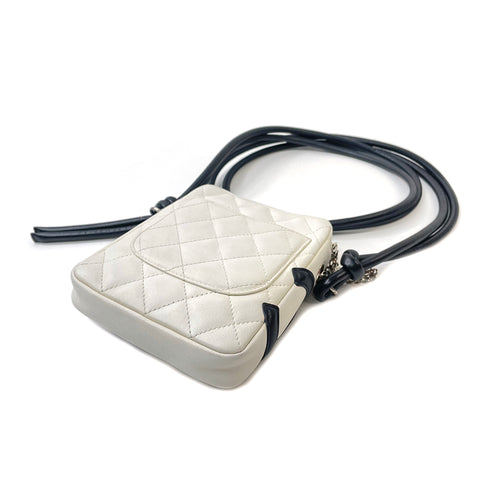 シャネル CHANEL カンボンライン ミニショルダーバッグ 2004-2005年 ショルダーバッグ VINTAGE 中古 定番 ラムスキン ブラック×ホワイト WS1904