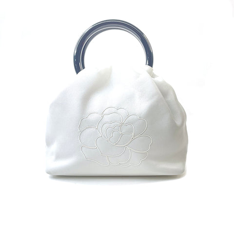 CHANEL Plastic Camellia 1999-2000 Handbag VINTAGE Used Classic Lambskin White WS1905