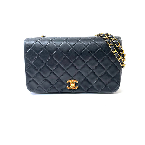 香奈儿(Chanel)全襟翼Matelasse 1991-1994肩袋复古二手经典羊皮黑色WS1923