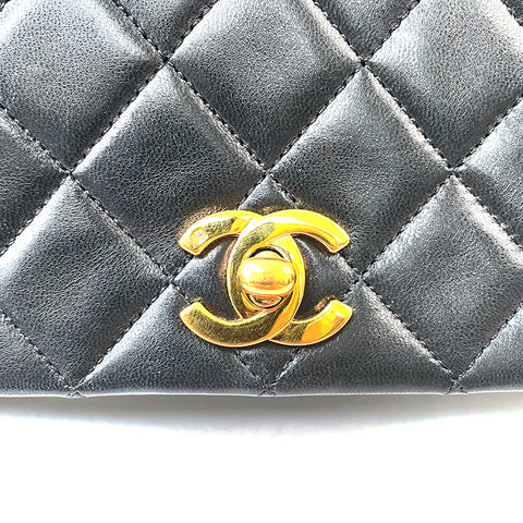 シャネル CHANEL フルフラップ マトラッセ 1991-1994年 ショルダーバッグ VINTAGE 中古 定番 ラムスキン ブラック WS1923