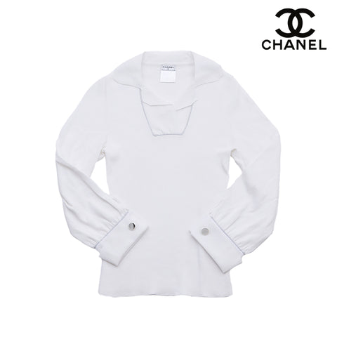 シャネル CHANEL ニットカットソー サイズ42 2008年 カットソー コットン ホワイト WS1933