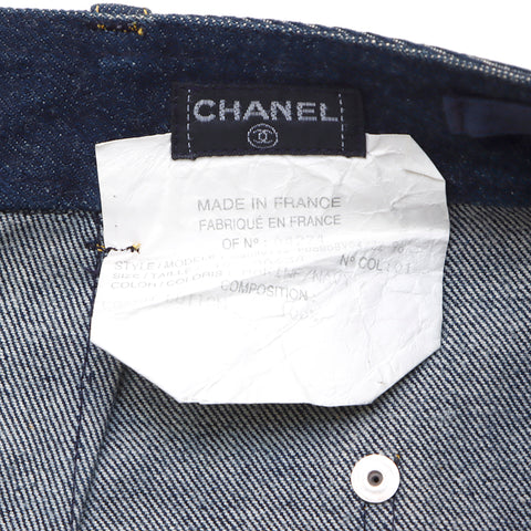 シャネル CHANEL デニムスカート サイズ40　ミニ ショート シンプル カジュアル スカート コットン ネイビー WS1955