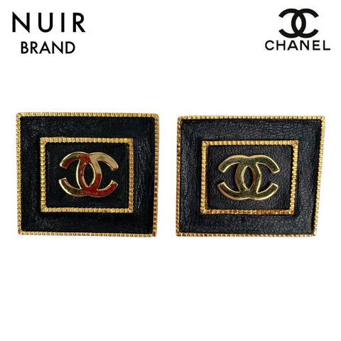 シャネル CHANEL 四角形 ココマーク ピアス ブラック WS1973