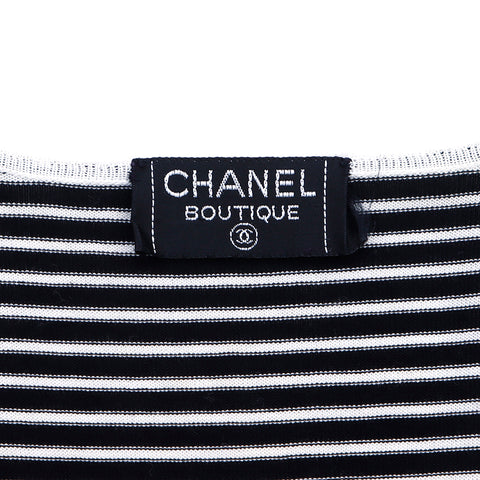 Chanel Apparel Border Size 401950 Short Sleeve T-shirt Cotton Black x White WS2022