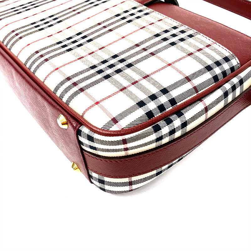 バーバリー BURBERRY チェック柄 ショルダーバッグ PVC ベージュ