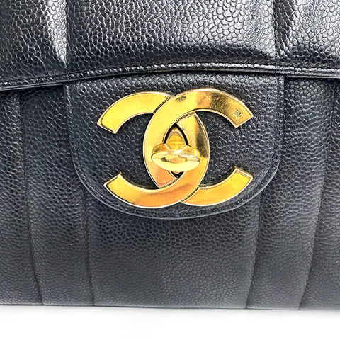 シャネル CHANEL マドモアゼル フラップ キャビアレザー 1990年 ショルダーバッグ VINTAGE 中古 定番  レザー ブラック WS2335