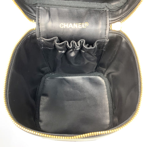 Chanel Chanel Eitelkeit Beutel Lammleder Nr. 3 1990er Handtasche Leder Schwarz WS2518