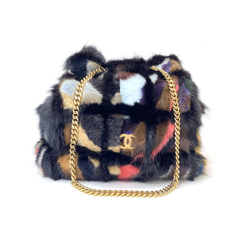 シャネル CHANEL ココマーク ファーxレザー ショルダーバッグ ブラック WS2547