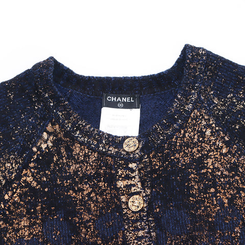 Chanel Cashmere Rayon Knit Size 36 2000 Dress Cashmere Black x Blue x Gold WS2558