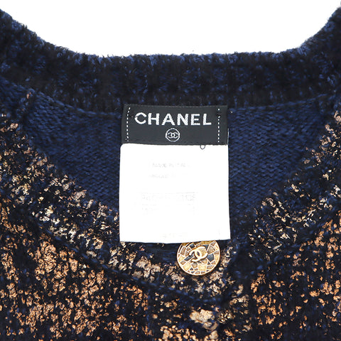 Chanel Cashmere Rayon Knit Size 36 2000 Dress Cashmere Black x Blue x Gold WS2558