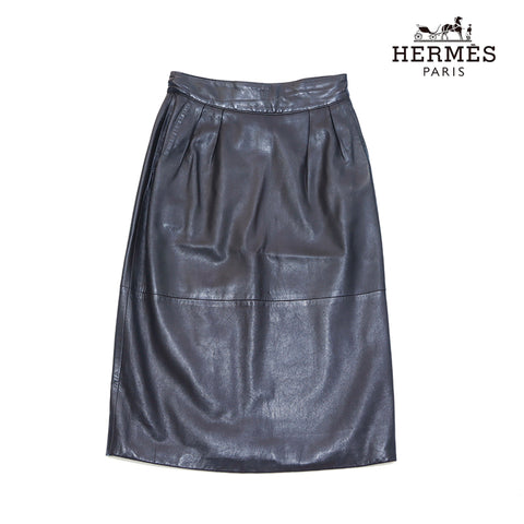 エルメス HERMES レザーペンシル サイズ38 1980年 スカート シルク ...