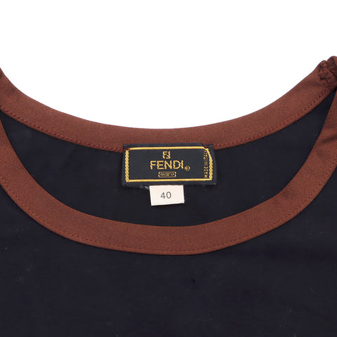 フェンディ FENDI サイズ40 1990-2000年 半袖Ｔシャツ コットン ブラック×ブラウン WS2571