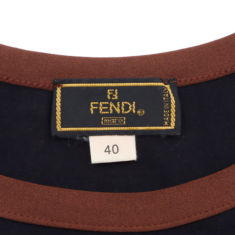 フェンディ FENDI サイズ40 1990-2000年 半袖Ｔシャツ コットン ブラック×ブラウン WS2571