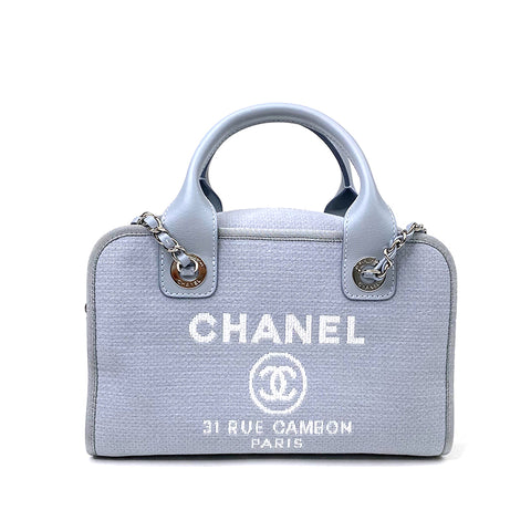 シャネル CHANEL ドーヴィル ボーリング 2WAY チェーンショルダー 2022年 ショルダーバッグ コットン ブルー WS2576