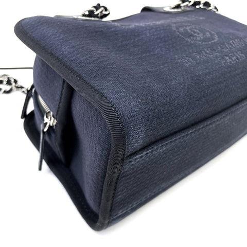 Chanel Deauville Bowling 2WAY Chain Shoulder 2022 Shoulder Bag Cotton Navy x Black WS2578