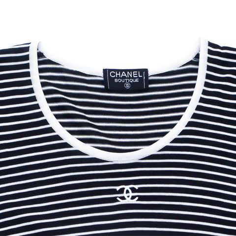 Chanel Chanel 1990 Cut and Sew Cotton Black X White WS2658