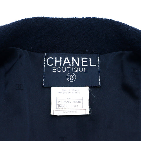 シャネル CHANEL セットアップ  ダブルボタン ツイード　シンプル Size:40 Vintage 1995s 90s Vintage シルク スーツ シンプル Size:40 Vintage 1995s 90s Vintage シルク ウール ゴールド×ブラック WS2671