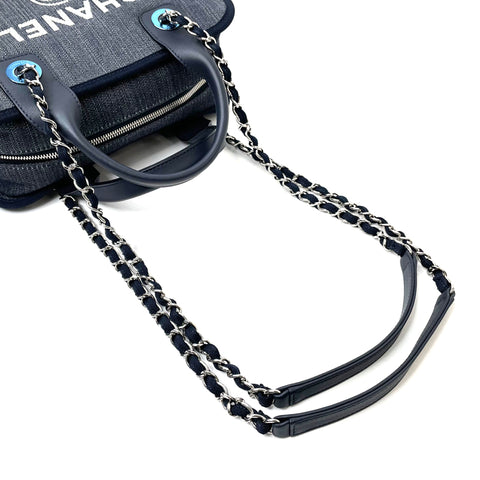 シャネル CHANEL ドーヴィル MM 2way ショルダーバッグ キャンバス ネイビー WS2686