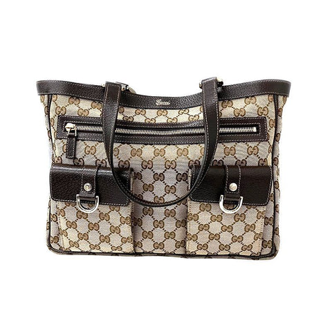 グッチ GUCCI GG キャンバス ワンショルダーバッグ バイカラー  ショルダーバッグ フロントポケット ブラウン×ベージュ WS2807