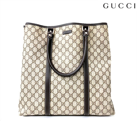 グッチ GUCCI GGスプリーム トートバッグ 総柄 PVC レザー A4サイズ可 大容量 メンズ レディース ベージュ×ブラウン WS2808