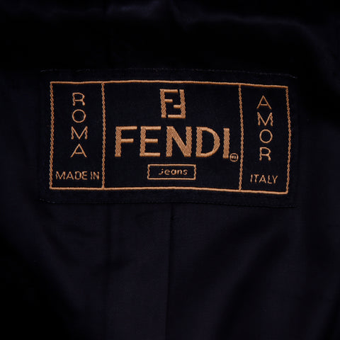 フェンディ FENDI サイズ 44 ズッカ柄　ブルゾン コート VINTAGE 中古 定番 ポリエステル ブラウン×ブラック WS2832