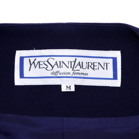 イヴ・サンローラン YVES SAINT LAURENT サイズ 38 スカート スーツ セットアップ ウール ネイビー WS2834