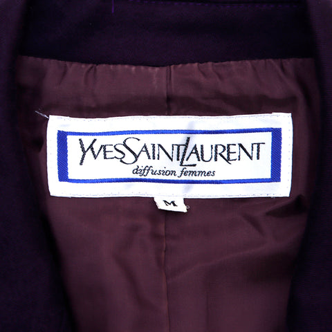 イヴ・サンローラン YVES SAINT LAURENT サイズ M スカート スーツ セットアップ VINTAGE 中古 定番 ウール パープル WS2839