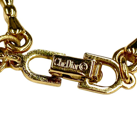 クリスチャンディオール Christian Dior ラインストーン チェーン シンプル ネックレス ゴールド WS2888