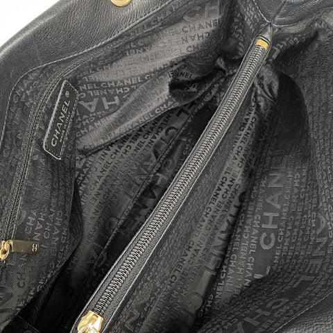 シャネル CHANEL キャビアスキン ココマーク ハンドバッグ VINTAGE 中古 定番 レザー ブラック WS2900