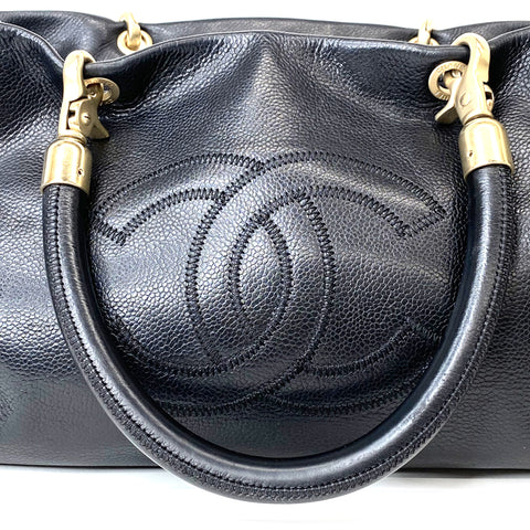 シャネル CHANEL キャビアスキン ココマーク ハンドバッグ VINTAGE 中古 定番 レザー ブラック WS2900