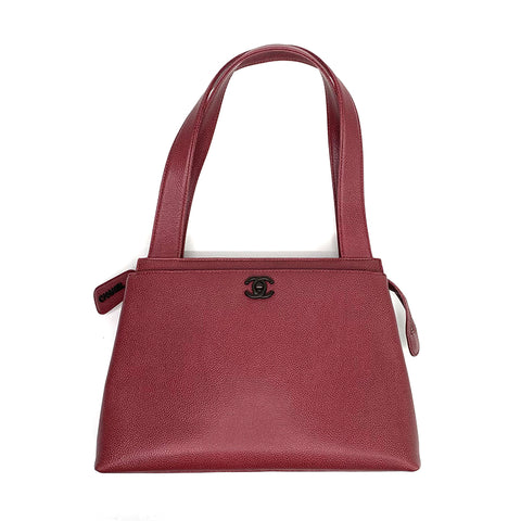 Chanel Coco Mark Caviar Leder 1999-2001 Handtasche Leder Maroon WS2919