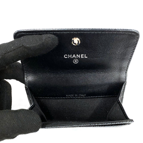 Chanel Coco Mark Caviar Skin 2012-2013 Card Case Calf Black WS3084