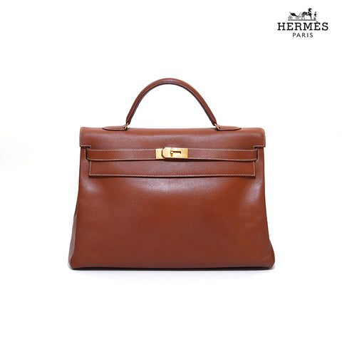 エルメス HERMES ケリー 40 クシュベル カデナクロシェット ○Y刻印 ハンドバッグ ○Y 1995年 ブラウン WS3137