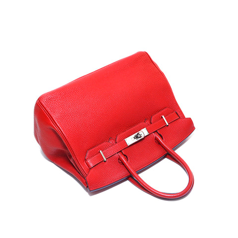 Hermes Birkin 30 □ Ich gravierte silberne Hardware Handtasche Rot WS3149