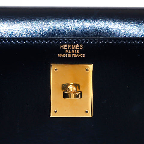 エルメス HERMES ケリー32 ボックスカーフ ○A 刻印 定番　シンプル ハンドバッグ ブラック WS3153