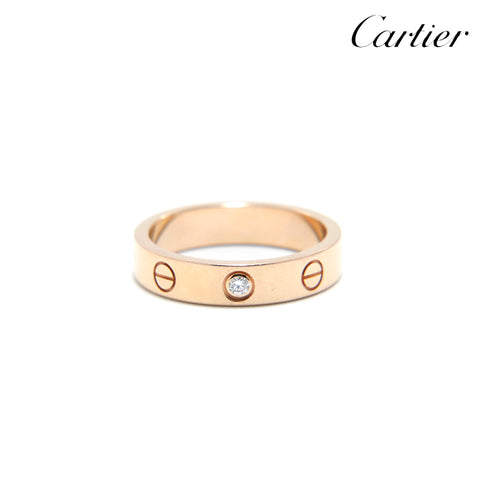 Cartier 18K迷你爱钻石爱一个点简单的经典尺寸10.5戒指金WS3177