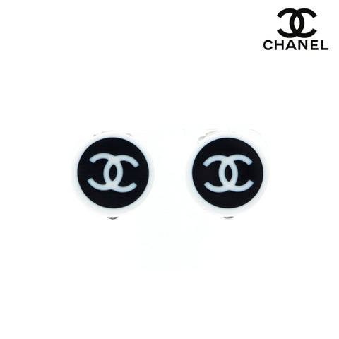 シャネル CHANEL ココマーク ラウンド 05C　円形　丸 イヤリング ブラックxホワイト WS3194