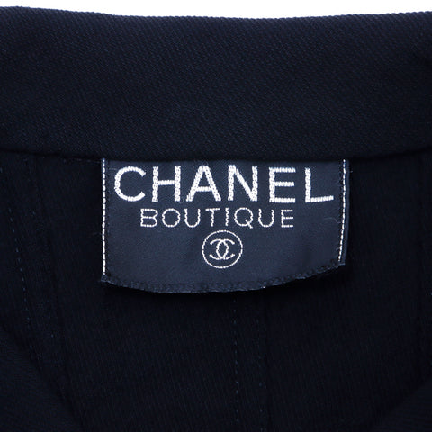 Chanel Coco Button Blouson Long Jacket Black WS3206