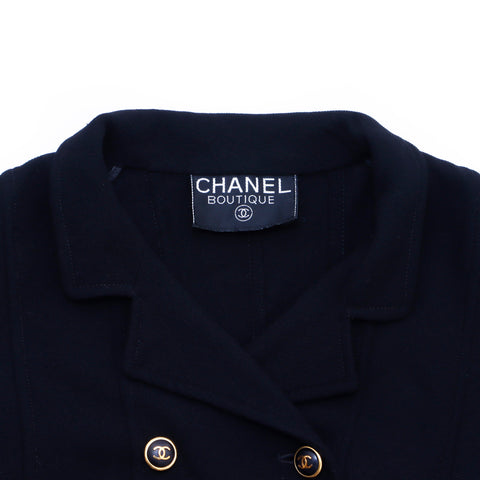 Chanel Coco Button Blouson Long Jacket Black WS3206