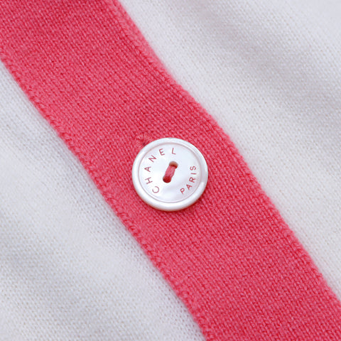 Chanel Cashmere Cardigan White X Pink WS3207