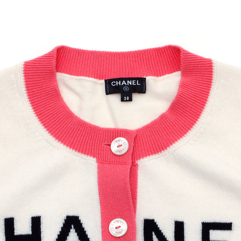 Chanel Cashmere Cardigan White x Pink WS3207