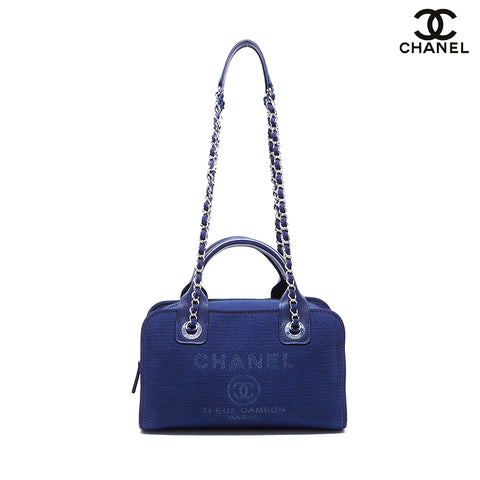 シャネル CHANEL ココマーク ドーヴィル ボーリング チェーン 2WAY  ショルダーバッグ ネイビー WS3240