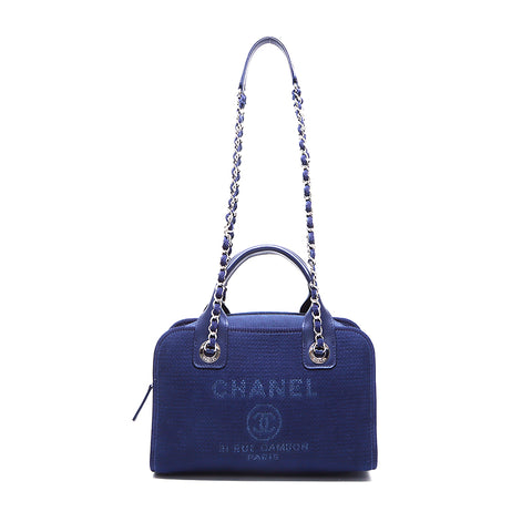 シャネル CHANEL ココマーク ドーヴィル ボーリング チェーン 2WAY  ショルダーバッグ ネイビー WS3241