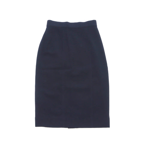 Chanel Coco Button Wool Skirt Silk Black WS3272