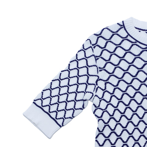 Chanel tricot pull top taille 34 1980 pull coton blanc x bleu ws3309