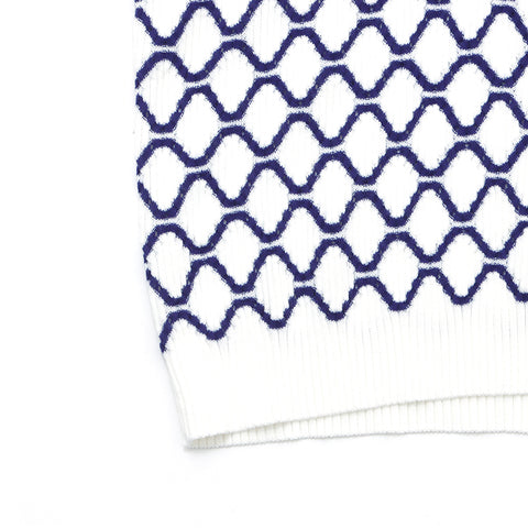 Chanel tricot pull top taille 34 1980 pull coton blanc x bleu ws3309