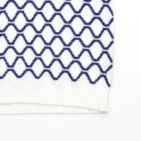 Chanel tricot pull top taille 34 1980 pull coton blanc x bleu ws3309