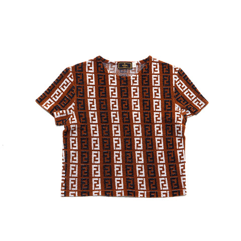Fendi Kurzarm T-Shirt Braun WS3313