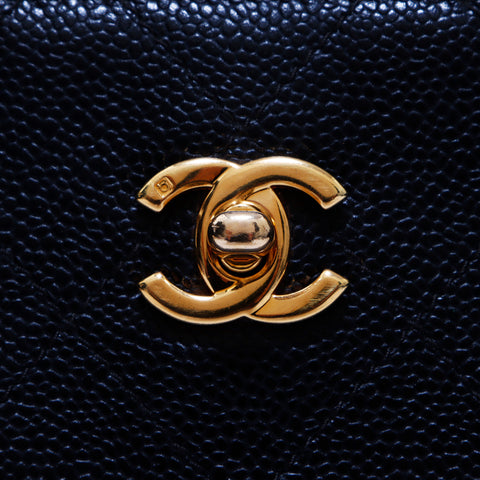 Chanel caviar en cuir en cuir fourre-tout 1997-1999 sac fourre-tout veau noir ws3381