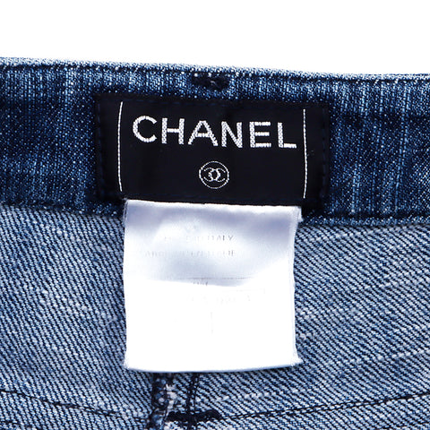 Chanel Coco Mark Crop Jeans Size 38 2005 Denim Pants Denim Navy WS3417